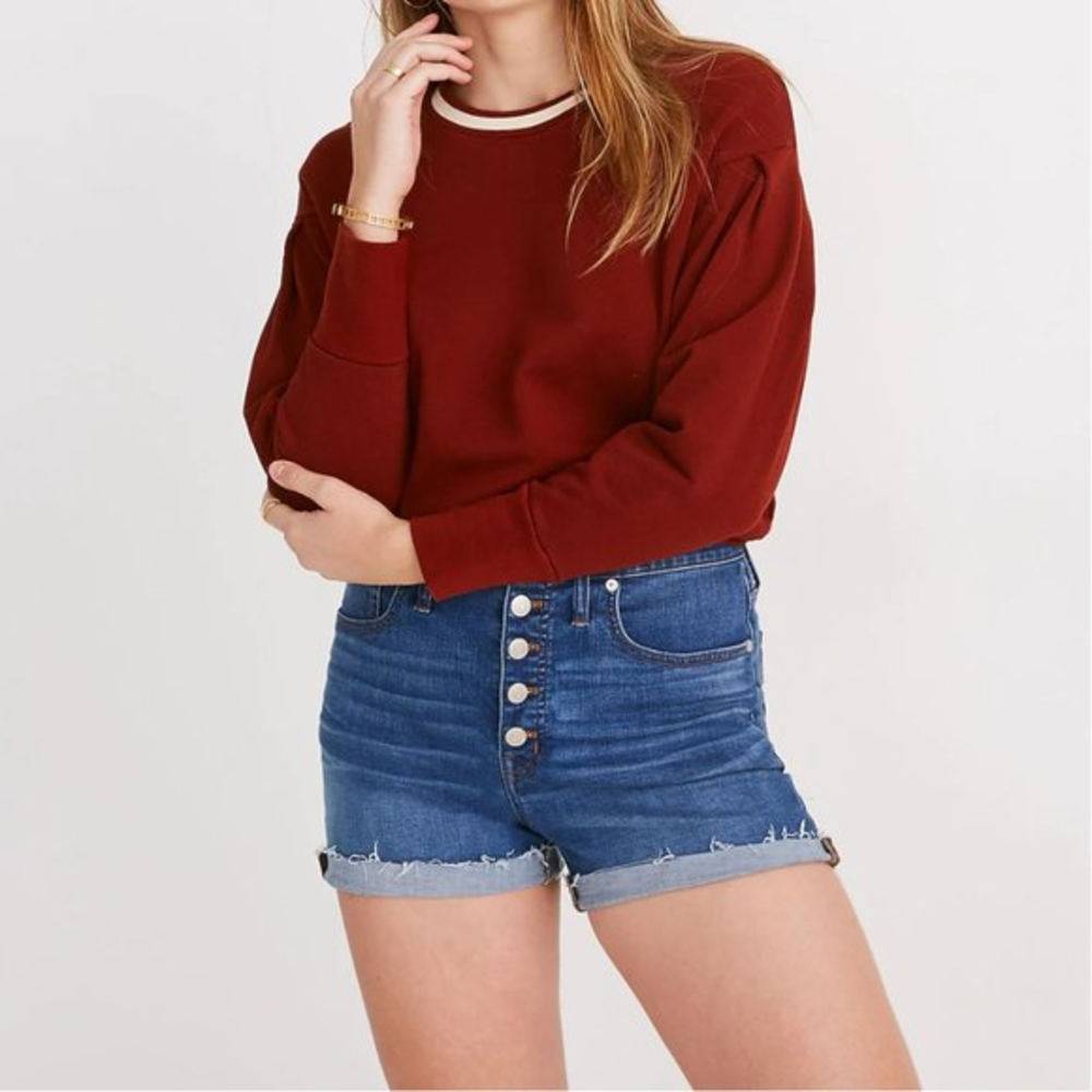 Madewell High-Rise‎ Denim Shorts in Derby Wash: Button-Front Edition, Size 24
